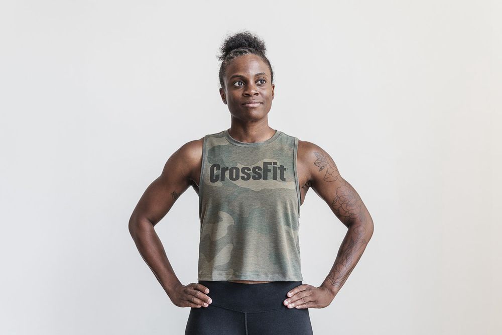 NOBULL Women's Crossfit® Muscle Tank Tops - Army Green Camo - Ireland (8150YCZFJ)